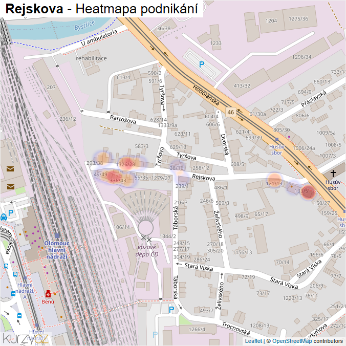 Mapa Rejskova - Firmy v ulici.