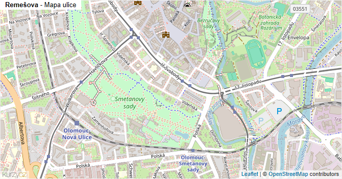 Remešova - mapa ulice