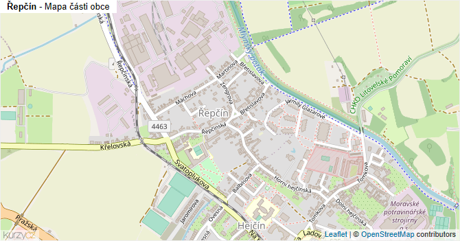 Řepčín - mapa části obce