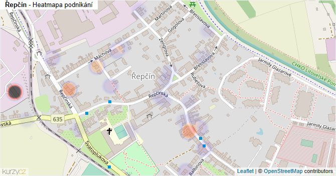Řepčín - mapa podnikání