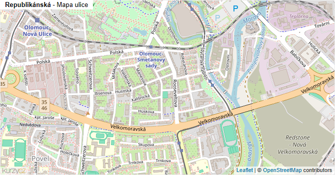 Republikánská - mapa ulice