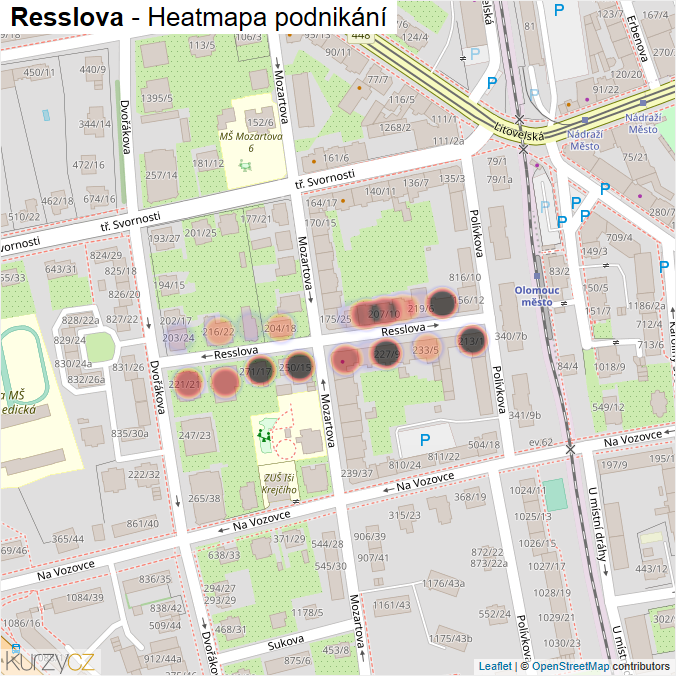 Mapa Resslova - Firmy v ulici.