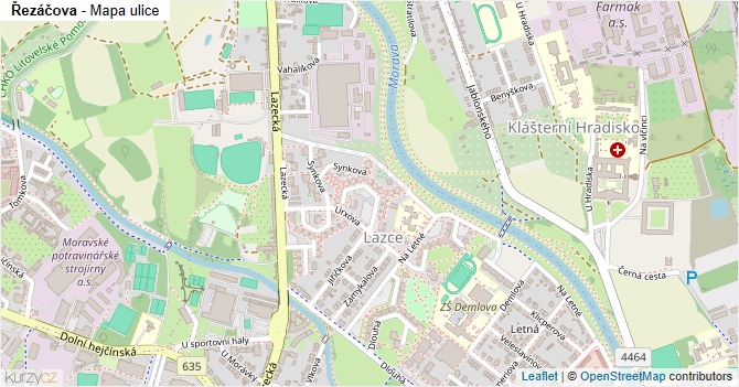 Řezáčova - mapa ulice