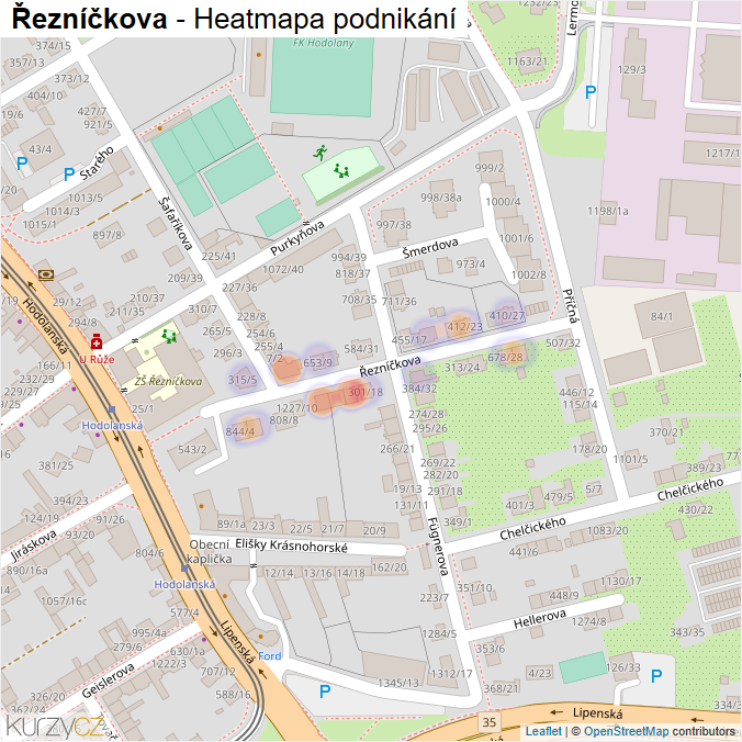 Mapa Řezníčkova - Firmy v ulici.