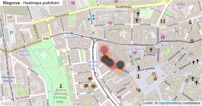 Riegrova - mapa podnikání