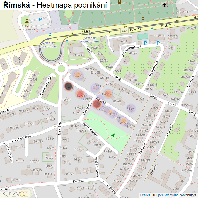Mapa Římská - Firmy v ulici.