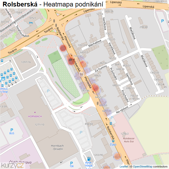 Mapa Rolsberská - Firmy v ulici.