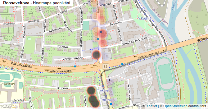 Rooseveltova - mapa podnikání