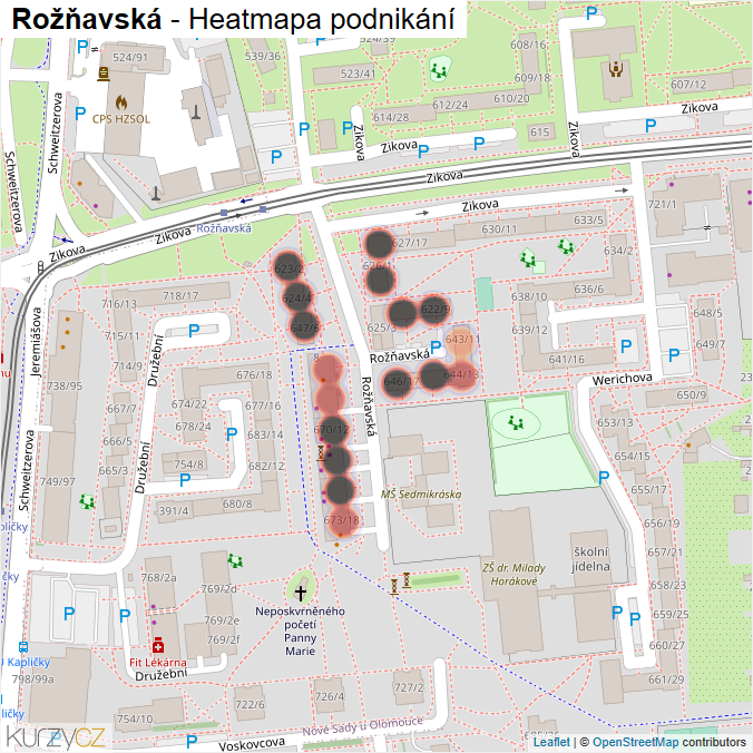 Mapa Rožňavská - Firmy v ulici.