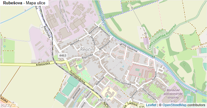 Rubešova - mapa ulice