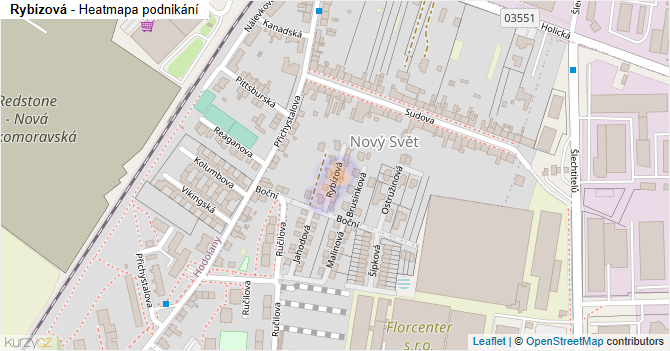 Rybízová - mapa podnikání