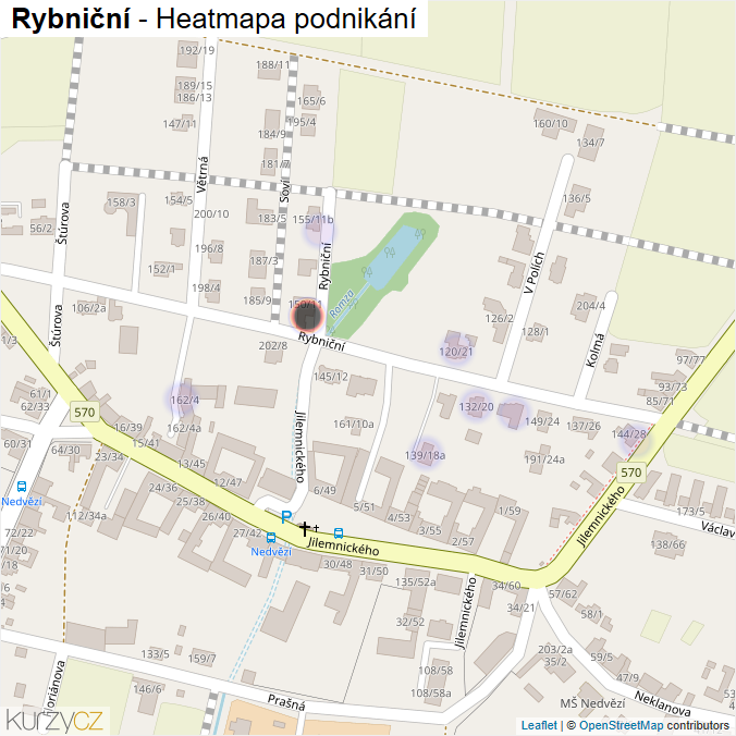 Mapa Rybniční - Firmy v ulici.