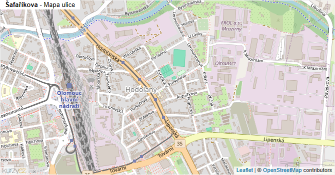 Šafaříkova - mapa ulice