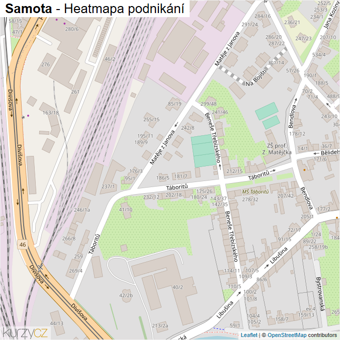 Mapa Samota - Firmy v ulici.