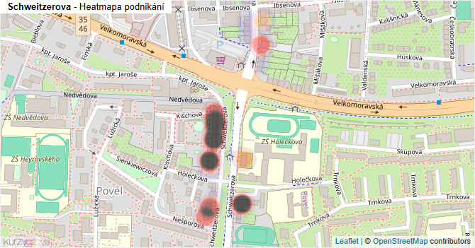 Schweitzerova - mapa podnikání