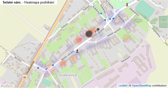 Selské nám. - mapa podnikání
