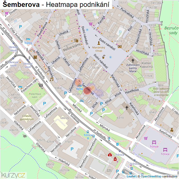 Mapa Šemberova - Firmy v ulici.