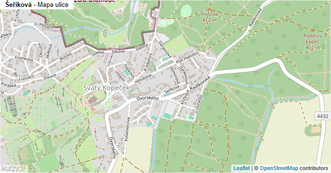 Šeříková - mapa ulice