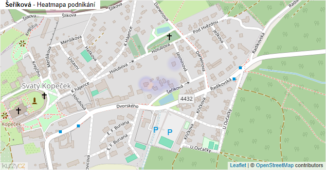Šeříková - mapa podnikání
