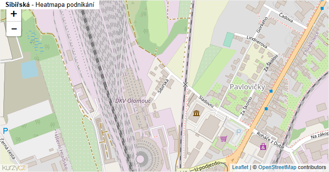Sibiřská - mapa podnikání