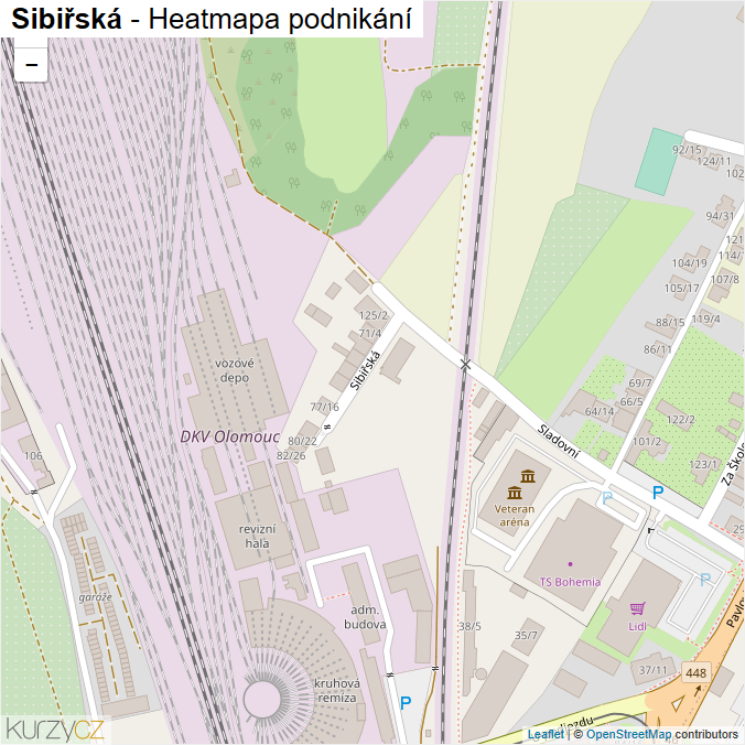 Mapa Sibiřská - Firmy v ulici.