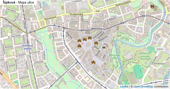 Šípková - mapa ulice