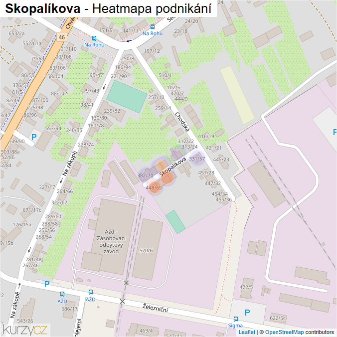 Mapa Skopalíkova - Firmy v ulici.