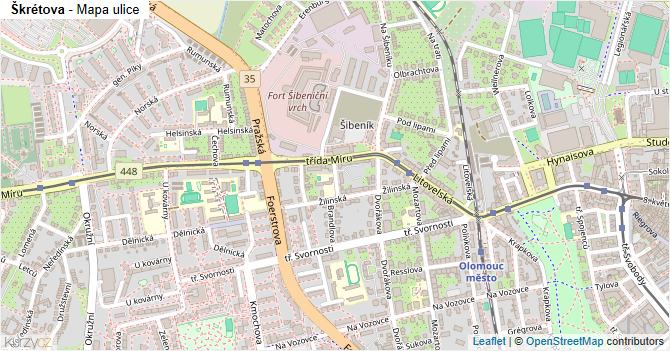 Škrétova - mapa ulice