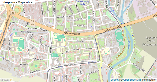 Skupova - mapa ulice