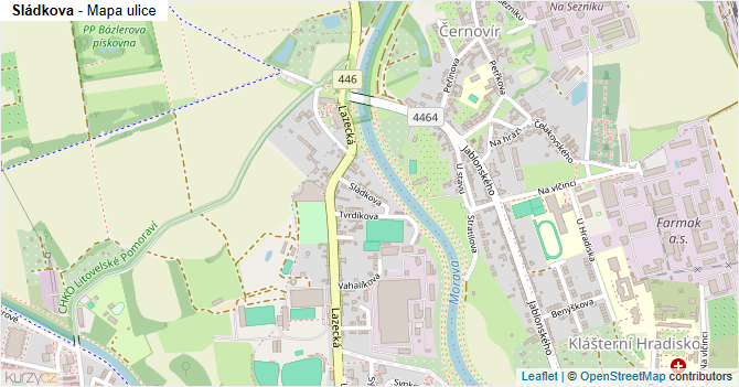 Sládkova - mapa ulice