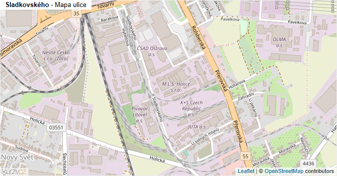 Sladkovského - mapa ulice
