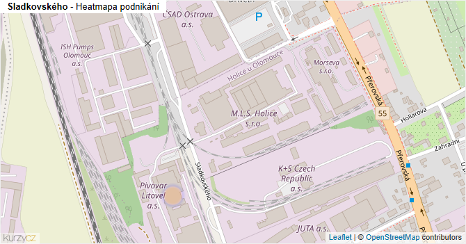 Sladkovského - mapa podnikání