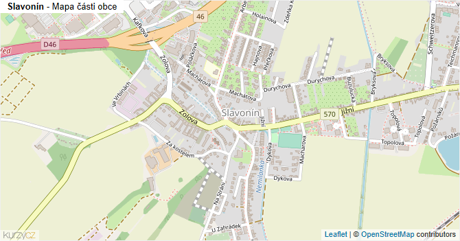 Slavonín - mapa části obce