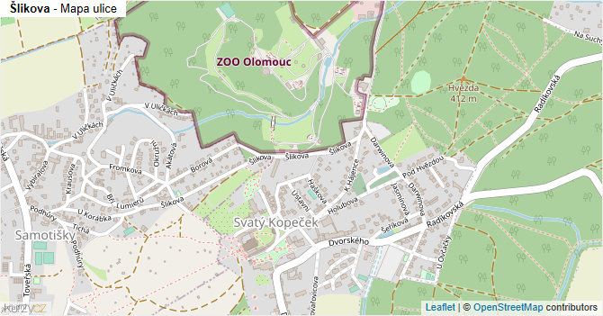 Šlikova - mapa ulice