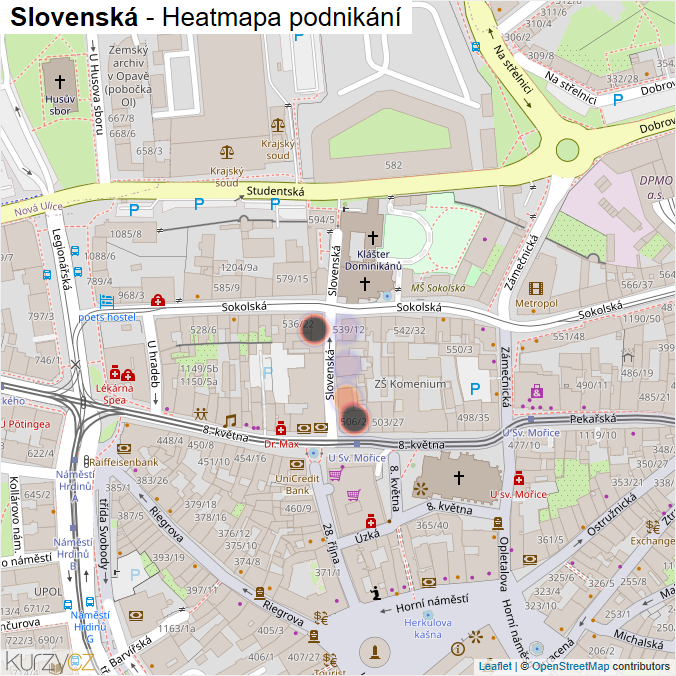 Mapa Slovenská - Firmy v ulici.