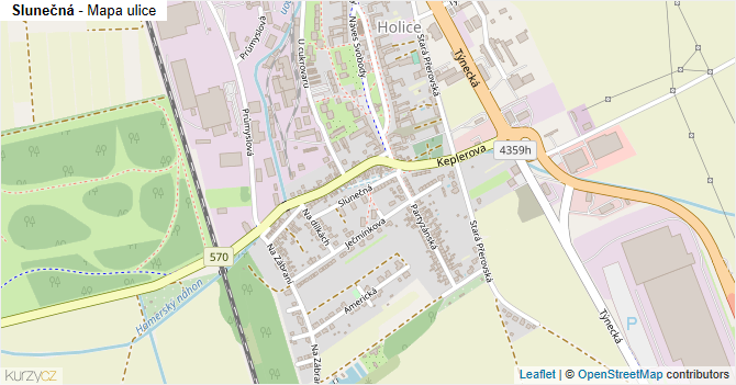 Slunečná - mapa ulice