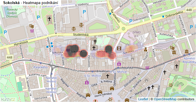 Sokolská - mapa podnikání