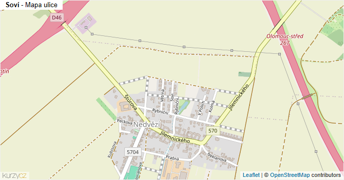 Soví - mapa ulice