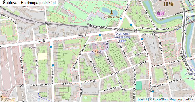 Špálova - mapa podnikání