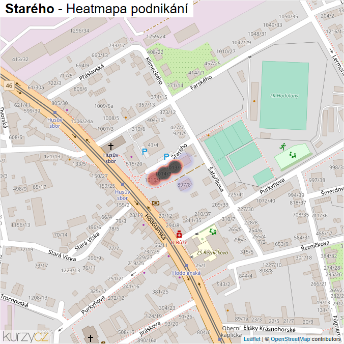 Mapa Starého - Firmy v ulici.