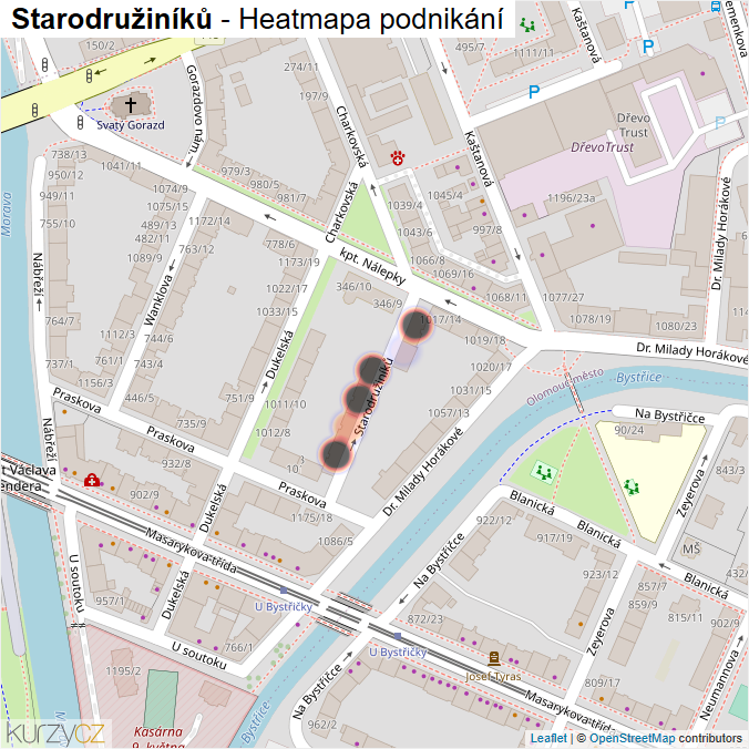 Mapa Starodružiníků - Firmy v ulici.