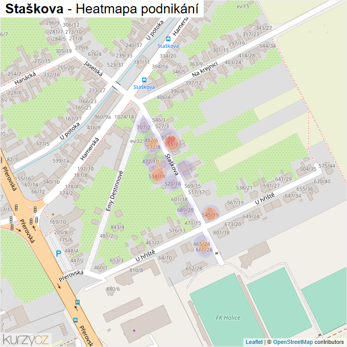 Mapa Staškova - Firmy v ulici.