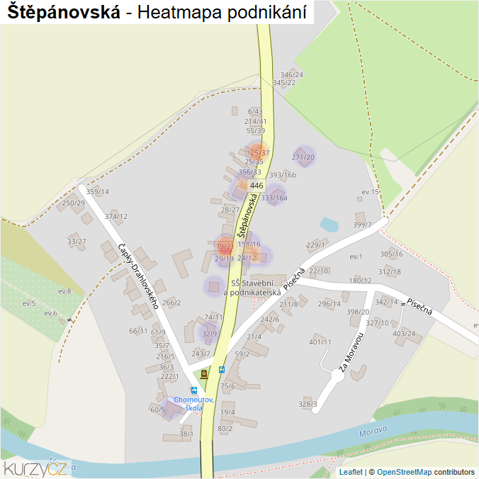 Mapa Štěpánovská - Firmy v ulici.