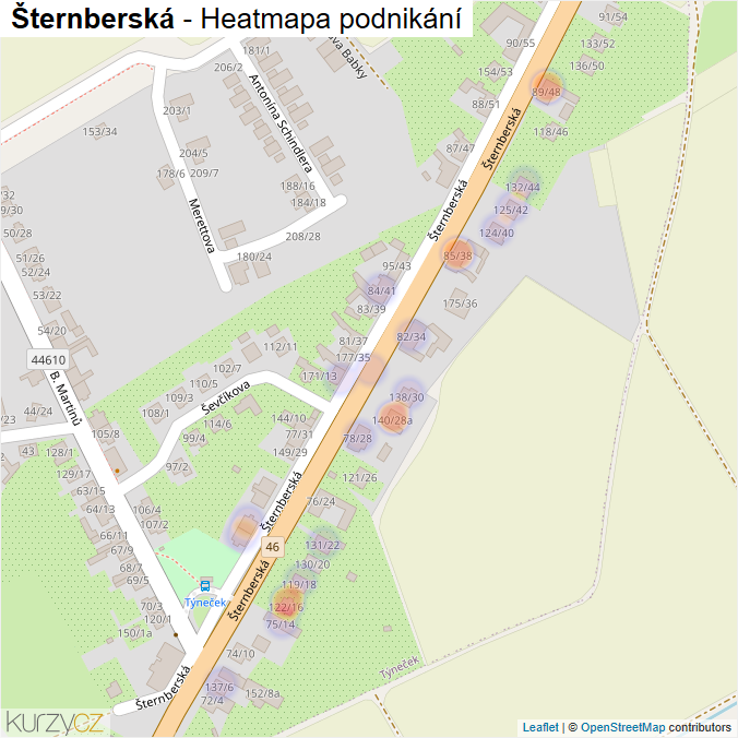 Mapa Šternberská - Firmy v ulici.