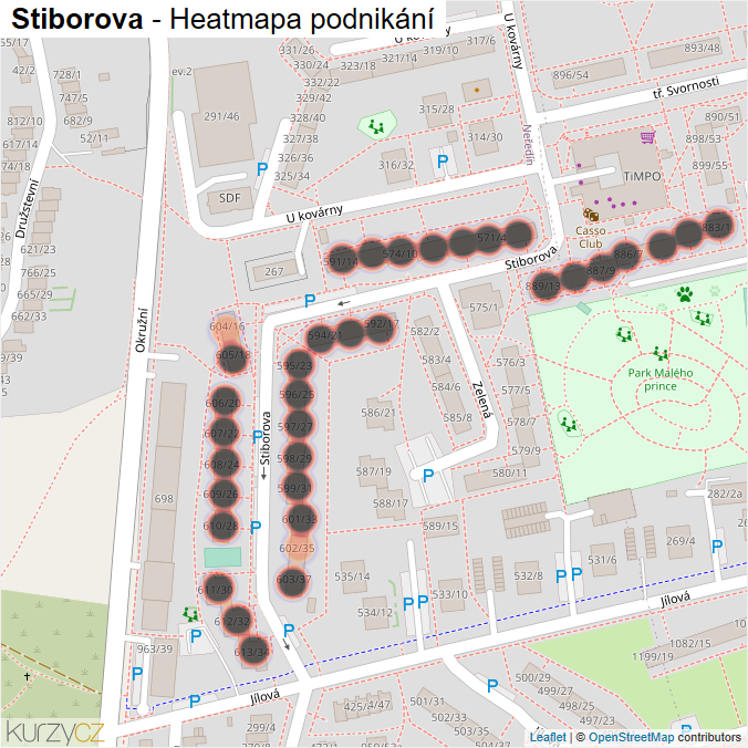Mapa Stiborova - Firmy v ulici.