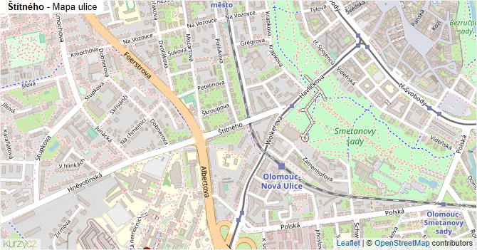 Štítného - mapa ulice