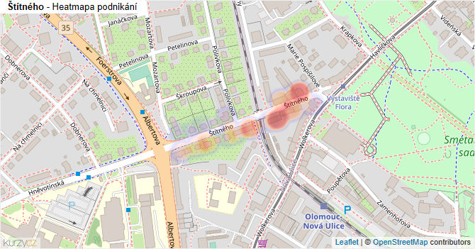 Štítného - mapa podnikání