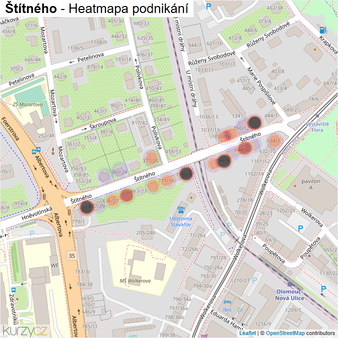 Mapa Štítného - Firmy v ulici.