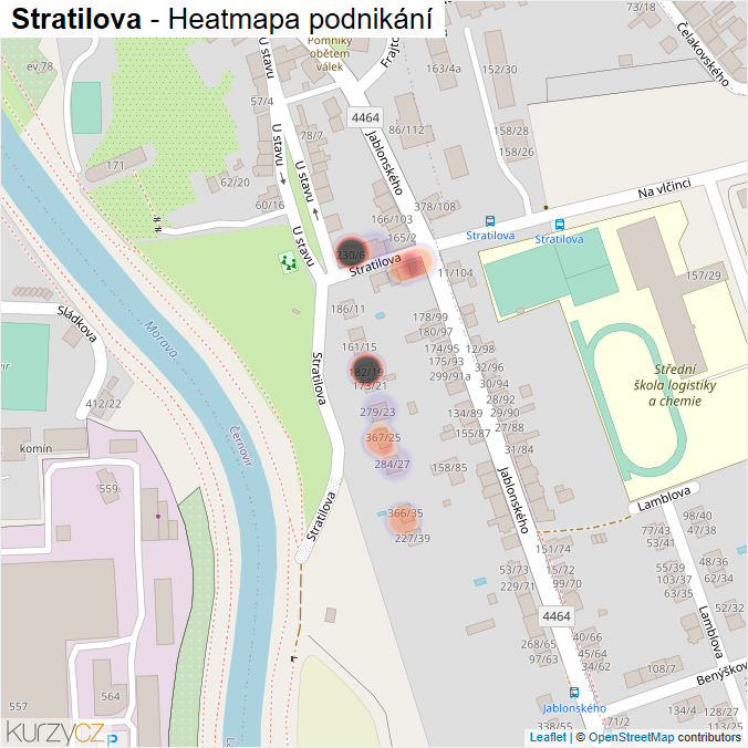 Mapa Stratilova - Firmy v ulici.