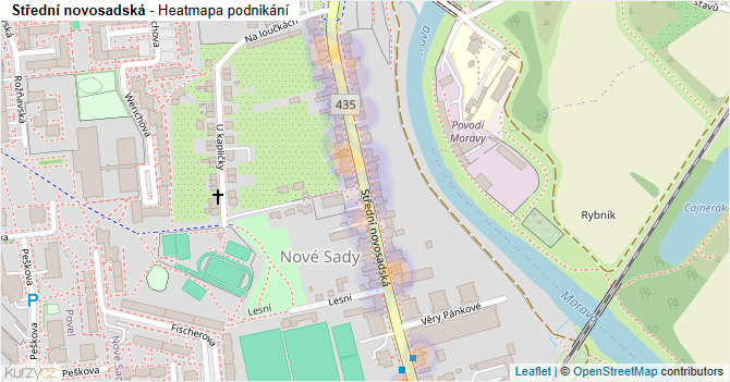 Střední novosadská - mapa podnikání